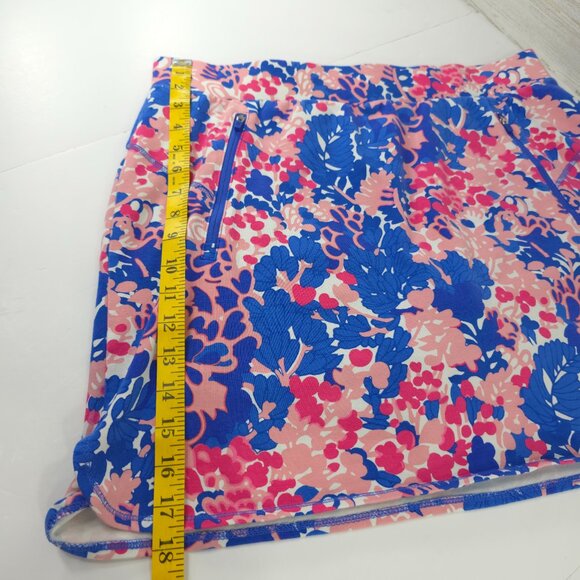 T BY TALBOTS MULTICOLOR FLORAL SKORT WOMEN`S SIZE LARGE ZIP POCKETS COTTON BLEND - Picture 14 of 16